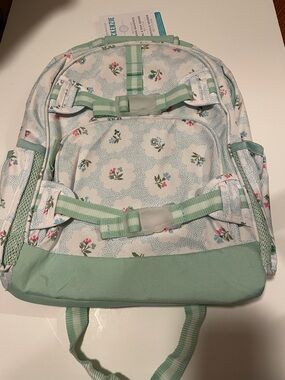 Pottery Barn Kids Mackenzie Large Recycled Mint & White Floral Backpack NWT